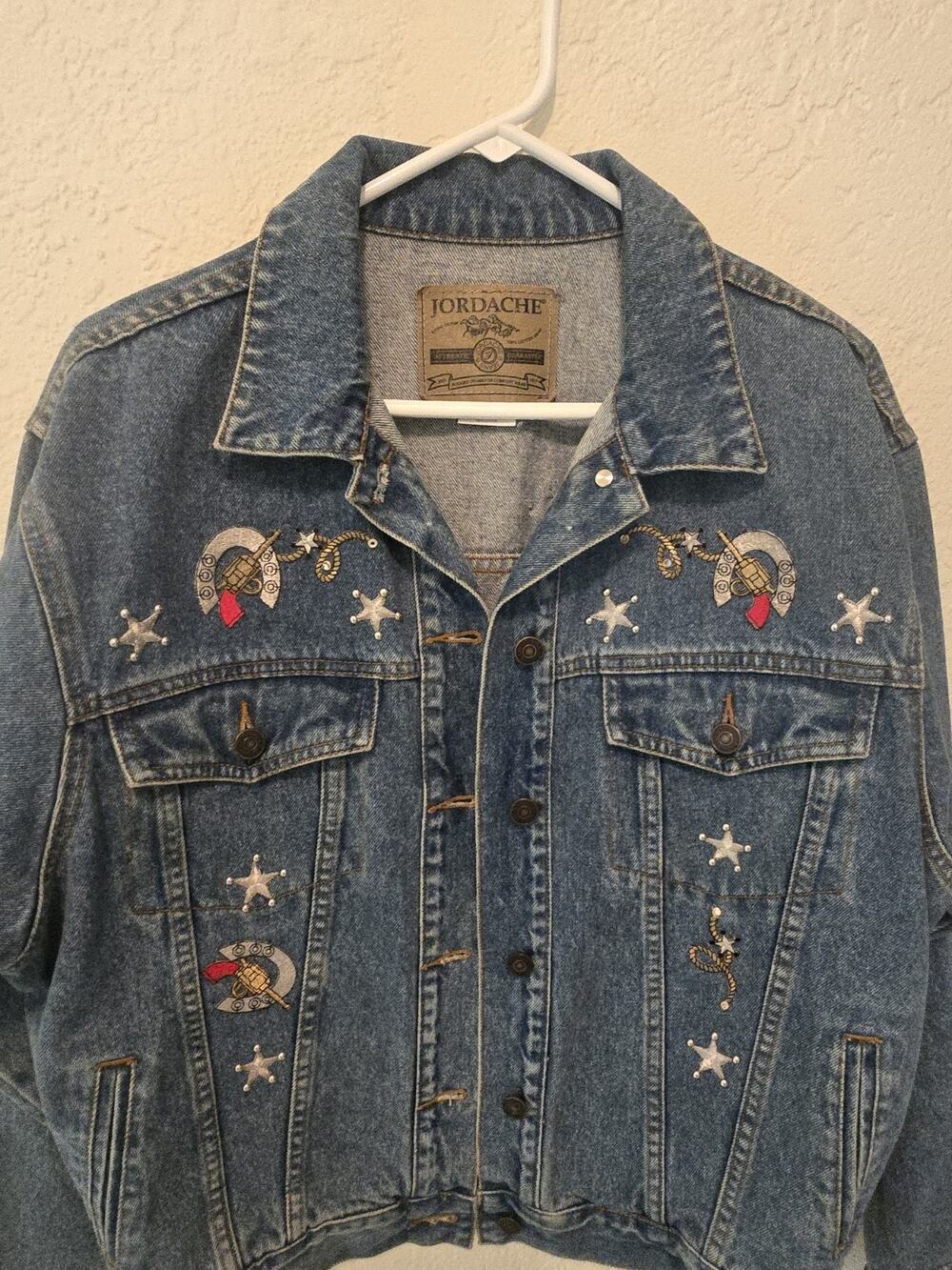 Jordache Vintage Jean Jacket Size Medium Western emroidered rodeo cowboy ranch